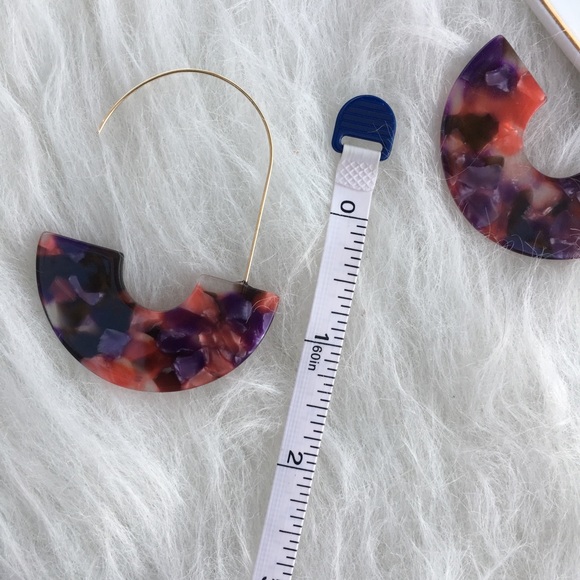NEW Purple & Red Marbled Resin Dangle Earrings - Picture 4 of 5